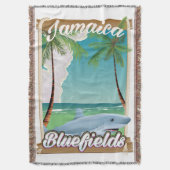 Bluefields, Jamaica strand vakantieposter. Deken (Voorkant Verticaal)