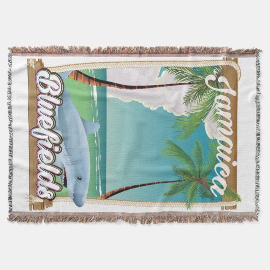 Bluefields, Jamaica strand vakantieposter. Deken (Voorkant)