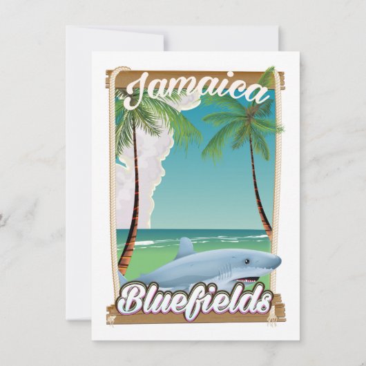 Bluefields, Jamaica strand vakantieposter. Kaart (Achterkant)