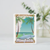 Bluefields, Jamaica strandvakantie poster. Briefkaart (Staand voorkant)