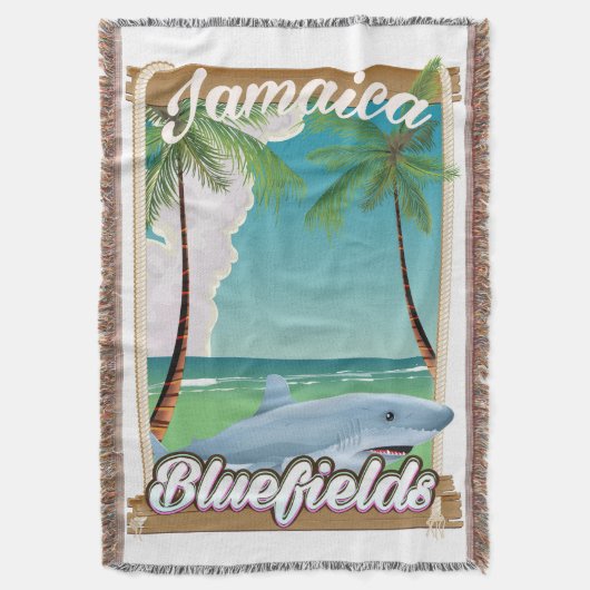 Bluefields, Jamaica strandvakantie poster. Deken (Voorkant Verticaal)