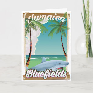 Bluefields, Jamaica strandvakantie poster. Feestdagen Kaart