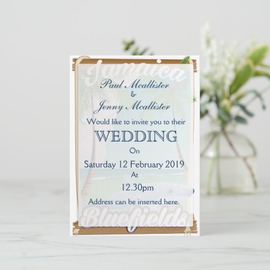 Bluefields, Jamaica strandvakantie poster. Kaart (Staand voorkant)