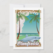 Bluefields, Jamaica strandvakantie poster. Kaart (Achterkant)