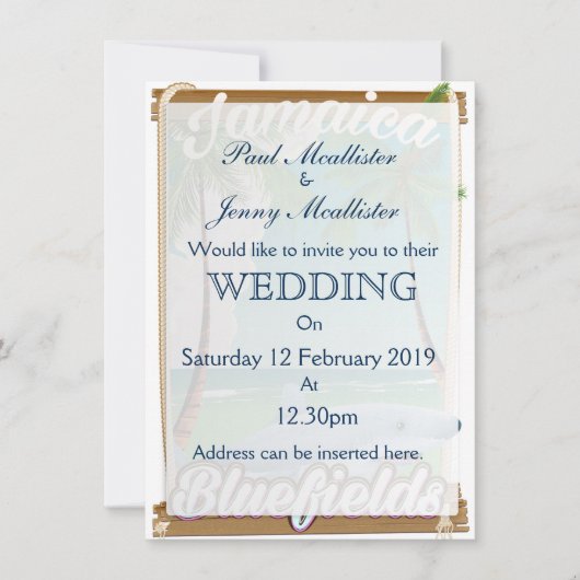 Bluefields, Jamaica strandvakantie poster. Kaart (Voorkant)