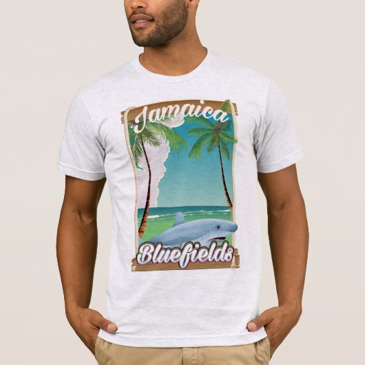 Bluefields, Jamaica strandvakantie poster. T-shirt (Voorkant)