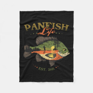 Bluegill Fish Panfish Life Est 2021 Gevist visser Fleece Deken