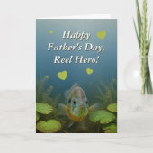 Bluegill Hartjes Reel Held Visvangst Vaderdag Kaart (Voorkant)