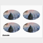 Bluegill in sunset Lake Arrowiad Ovale Sticker (Vel)