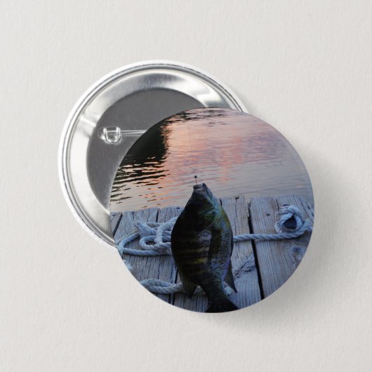 Bluegill in sunset Lake Arrowiad Ronde Button 5,7 Cm (Voorkant /achterkant)