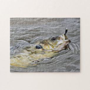 Bluegill neemt het aas legpuzzel