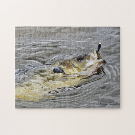 Bluegill neemt het aas legpuzzel (Horizontaal)