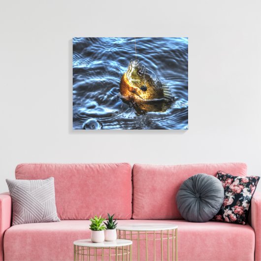 Bluegill Sunfish Fisherman's Outdoorsport Art Canvas Afdruk (Insitu (Woonkamer))