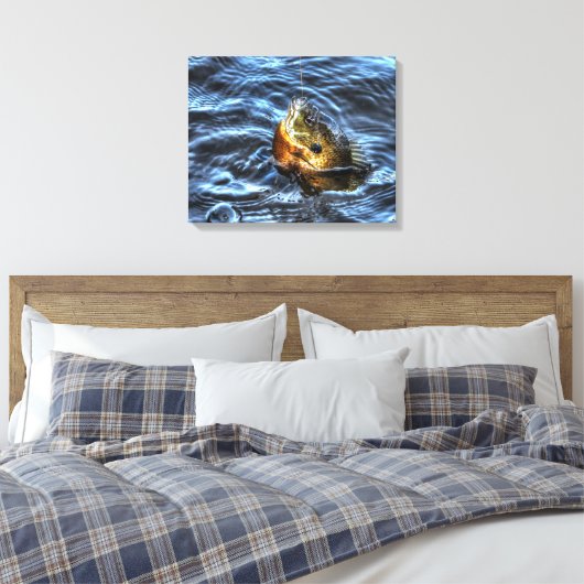 Bluegill Sunfish Fisherman's Outdoorsport Art Canvas Afdruk (Insitu (Slaapkamer))