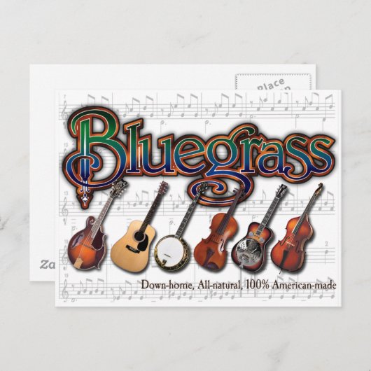 "Bluegrass - 100% Amerikaans-Made" Briefkaart (Voorkant / Achterkant)