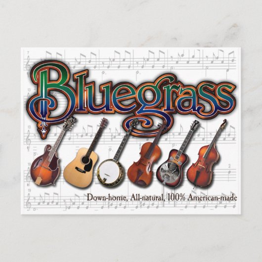 "Bluegrass - 100% Amerikaans-Made" Briefkaart (Voorkant)