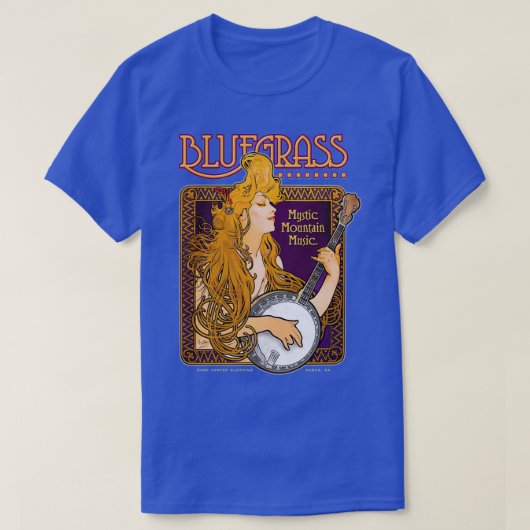 Bluegrass Alphonse Mucha Geïnspireerd banjo Girl T-shirt (Design voorkant)
