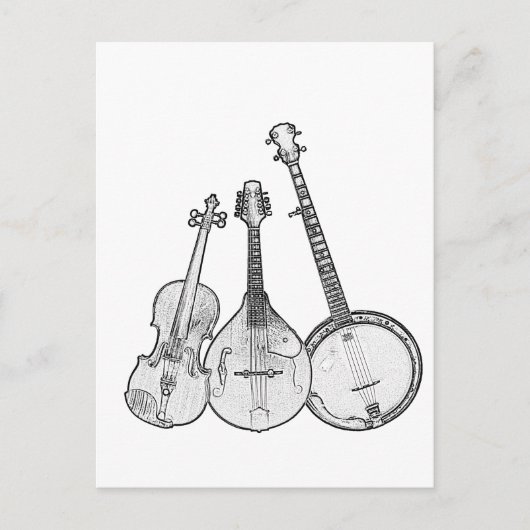 Bluegrass Band B&W Briefkaart (Voorkant)