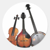 Bluegrass Band Cartoon Ronde Sticker (Voorkant)
