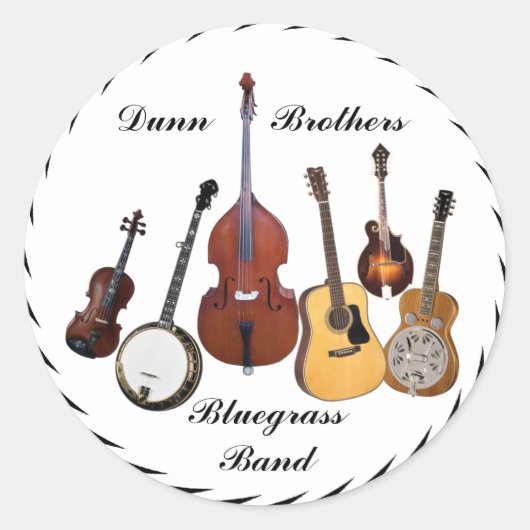 BLUEGRASS BAND -STICKER RONDE STICKER (Voorkant)