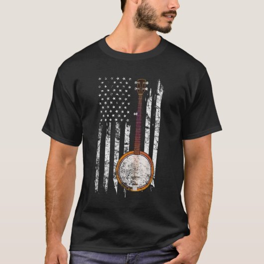 Bluegrass Banjo - Amerikaanse vlag T-shirt (Voorkant)
