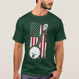 Bluegrass Banjo Amerikaanse VS Vlag Muzikant Cadea T-shirt