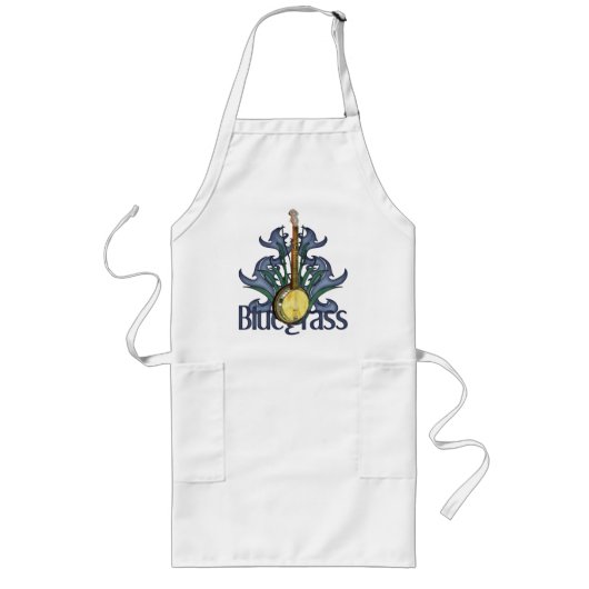 Bluegrass Banjo Design Apron Lang Schort (Voorkant)