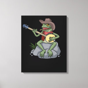 Bluegrass Banjo Frog Country Music Gift Banjo Canvas Afdruk