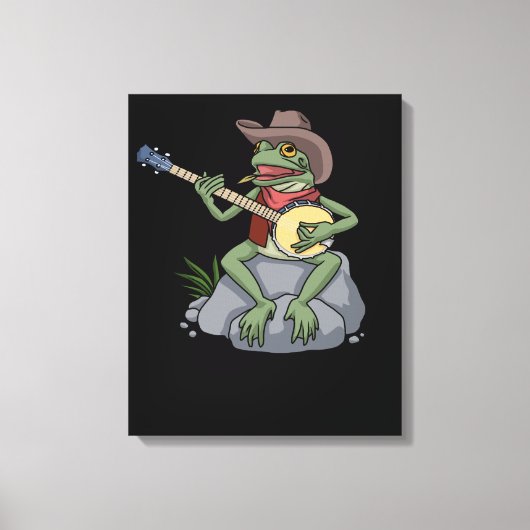 Bluegrass Banjo Frog Country Music Gift Banjo Canvas Afdruk (Voorkant)