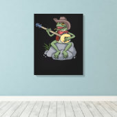 Bluegrass Banjo Frog Country Music Gift Banjo Canvas Afdruk (Insitu (Houten vloer))