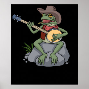 Bluegrass Banjo Frog Country Music Gift Banjo Poster