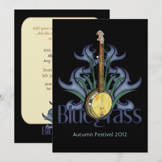 Bluegrass Banjo Party of Event Invitations Kaart (Voorkant / Achterkant)
