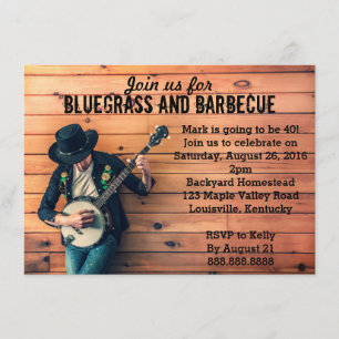 Bluegrass Barbecue BBQ Birthday Party Invitation Kaart