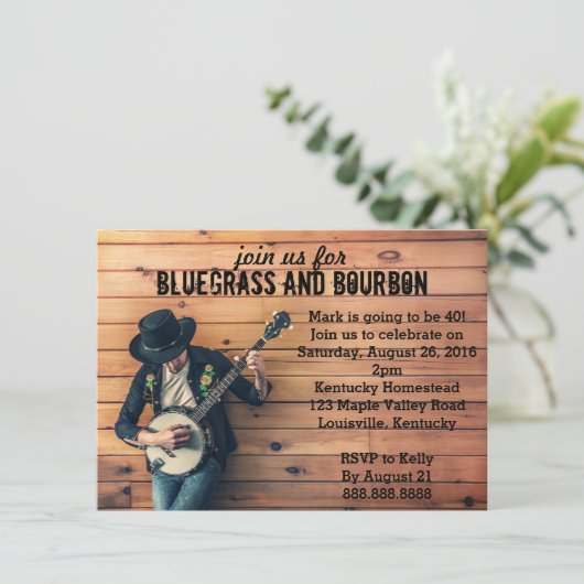 Bluegrass Birthday Party Invitation Kaart (Staand voorkant)