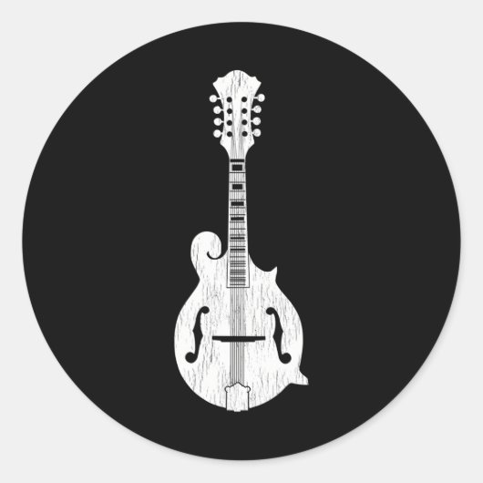 Bluegrass en Country Music Mandolin Speler Ronde Sticker (Voorkant)
