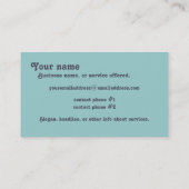 Bluegrass Mandolin - Alle gevolgen die u nodig heb Visitekaartje (Achterkant)