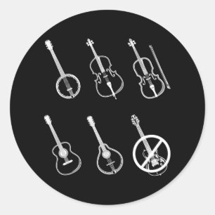 Bluegrass Music Banjo Mandolin Fiddle Ronde Sticker