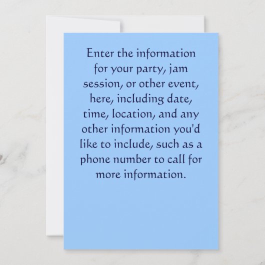 Bluegrass Music Party of Jam Session Kaart (Achterkant)