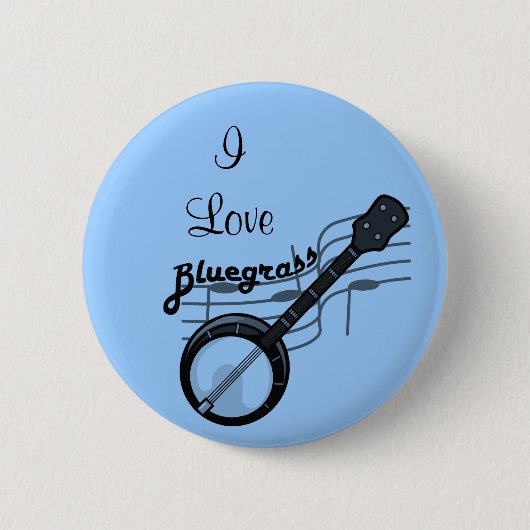 Bluegrass muziek met banjo ronde button 5,7 cm (Voorkant)