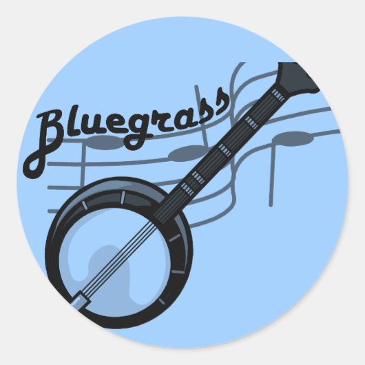 Bluegrass muziek met banjo ronde sticker (Voorkant)