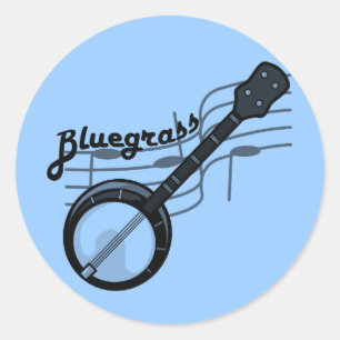 Bluegrass muziek met banjo ronde sticker