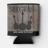 Bluegrass muziekinstrumenten op rustiek hout blikjeskoeler (Voorkant)