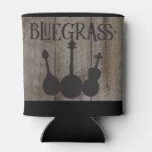 Bluegrass muziekinstrumenten op rustiek hout blikjeskoeler (Achterkant)
