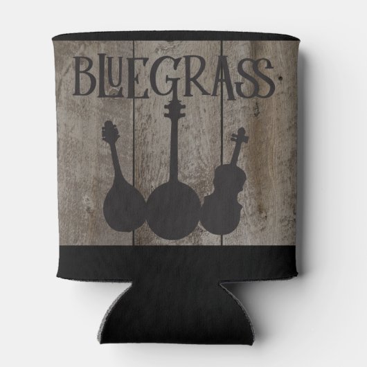 Bluegrass muziekinstrumenten op rustiek hout blikjeskoeler (Achterkant)