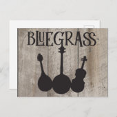Bluegrass muziekinstrumenten op rustiek hout briefkaart (Voorkant / Achterkant)