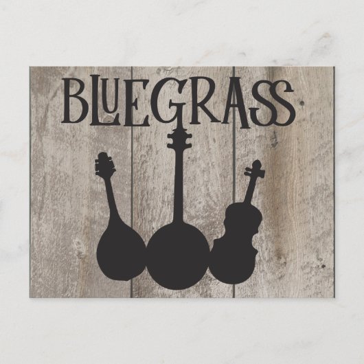 Bluegrass muziekinstrumenten op rustiek hout briefkaart (Voorkant)