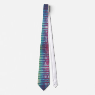 BlueGreen grote streep tie dye22 Stropdas