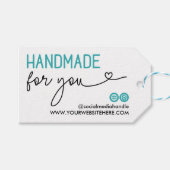 Bluegreen Social Media Heart Handgemaakt voor u Lo Cadeaulabel (Voorkant (Horizontaal))