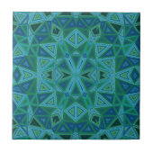 Bluegreen Triangles Ceramic Tegel Tegeltje (Voorkant)