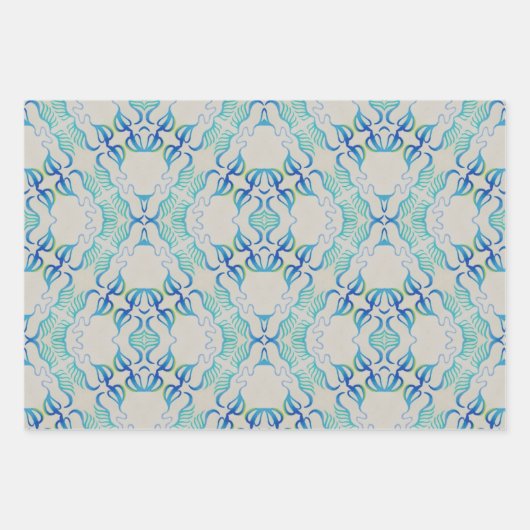 Bluegreen Wrapping Paper Flat Sheet Set van 3 (Voorkant 3)